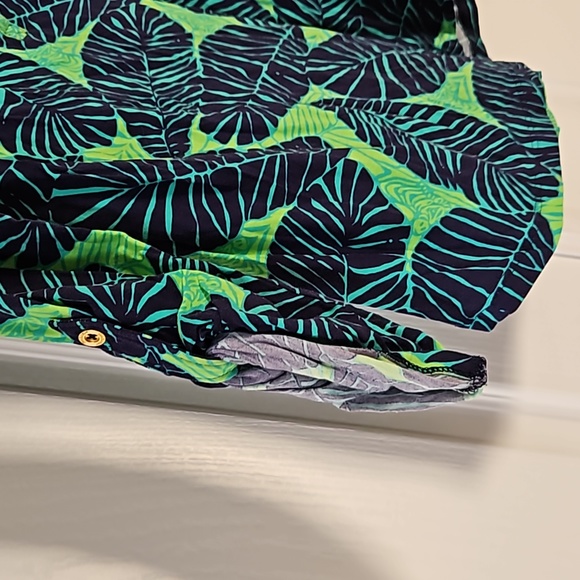 Lilly Pulitzer Womens Porter Shirt Green Blue Under The Palms Henley Size Small - Picture 8 of 10